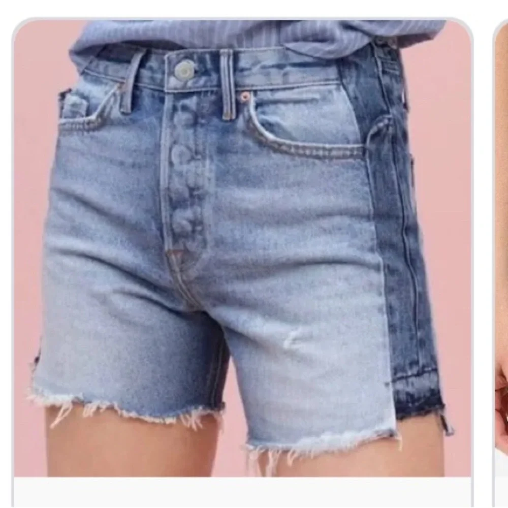 GRLFRND Denim Sophie Distressed Button‎ Fly Jean Shorts Blue Casual Summer 26